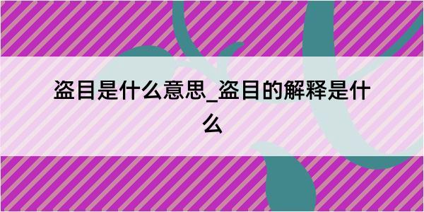 盗目是什么意思_盗目的解释是什么