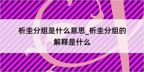 析圭分组是什么意思_析圭分组的解释是什么