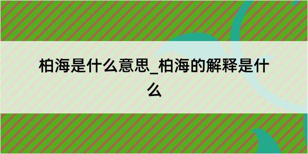 柏海是什么意思_柏海的解释是什么