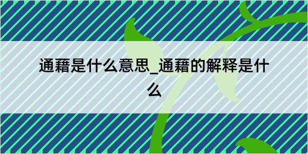 通藉是什么意思_通藉的解释是什么