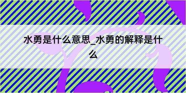 水勇是什么意思_水勇的解释是什么