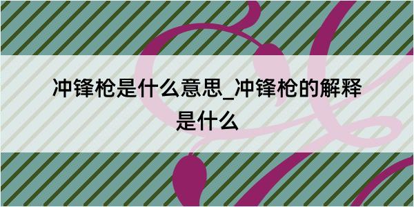 冲锋枪是什么意思_冲锋枪的解释是什么