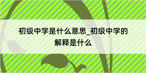 初级中学是什么意思_初级中学的解释是什么