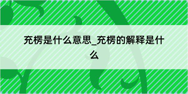 充楞是什么意思_充楞的解释是什么