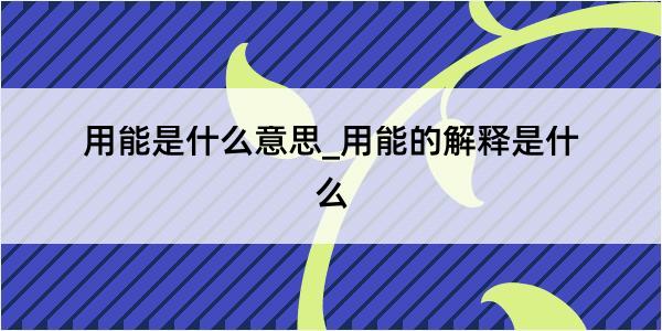 用能是什么意思_用能的解释是什么