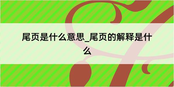 尾页是什么意思_尾页的解释是什么