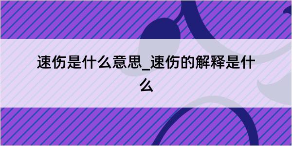 速伤是什么意思_速伤的解释是什么