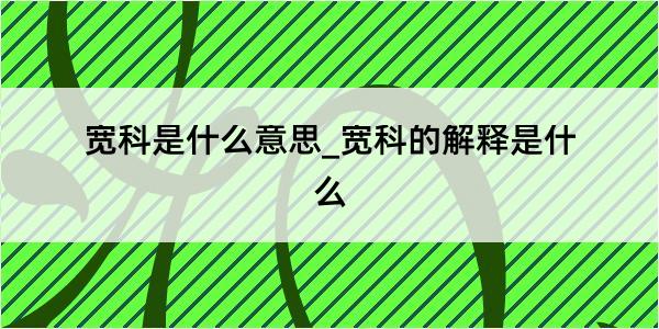 宽科是什么意思_宽科的解释是什么