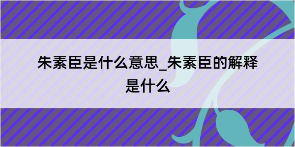 朱素臣是什么意思_朱素臣的解释是什么