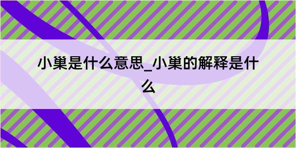 小巢是什么意思_小巢的解释是什么