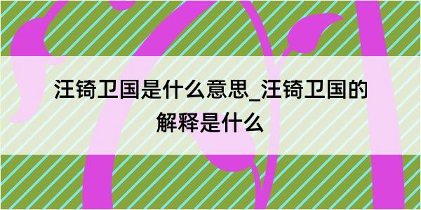 汪锜卫国是什么意思_汪锜卫国的解释是什么