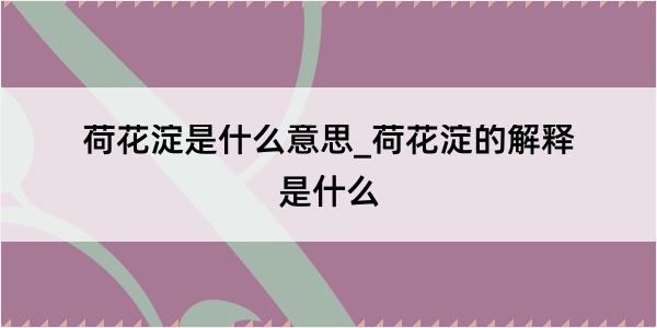 荷花淀是什么意思_荷花淀的解释是什么