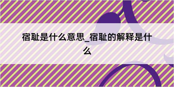 宿耻是什么意思_宿耻的解释是什么