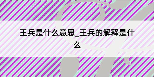 王兵是什么意思_王兵的解释是什么