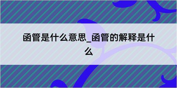 函管是什么意思_函管的解释是什么