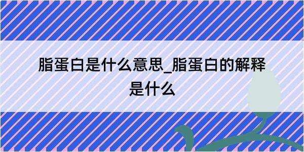 脂蛋白是什么意思_脂蛋白的解释是什么