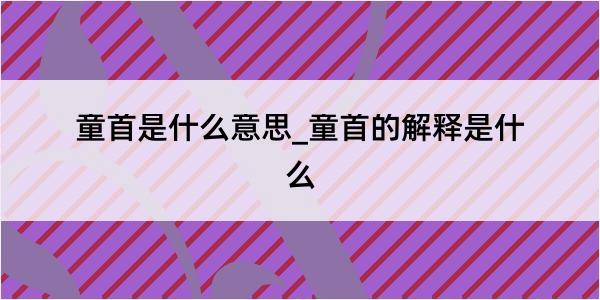 童首是什么意思_童首的解释是什么