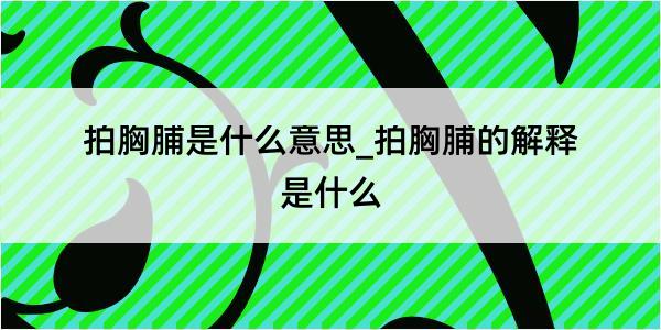 拍胸脯是什么意思_拍胸脯的解释是什么