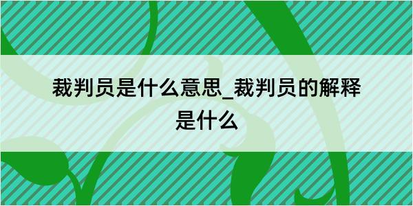 裁判员是什么意思_裁判员的解释是什么