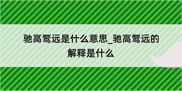 驰高鹜远是什么意思_驰高鹜远的解释是什么