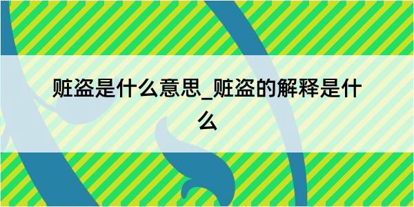 赃盗是什么意思_赃盗的解释是什么