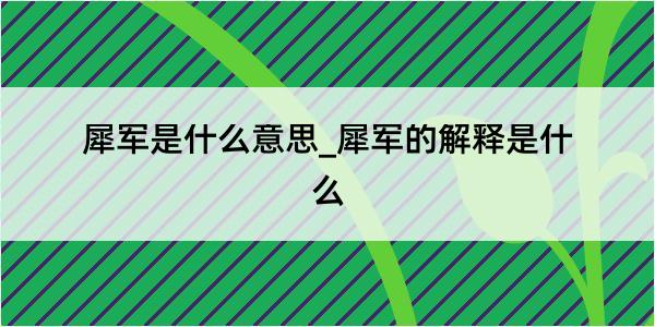 犀军是什么意思_犀军的解释是什么