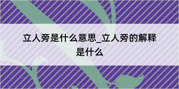 立人旁是什么意思_立人旁的解释是什么