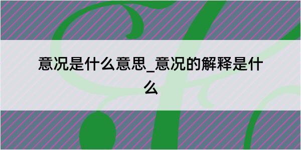 意况是什么意思_意况的解释是什么