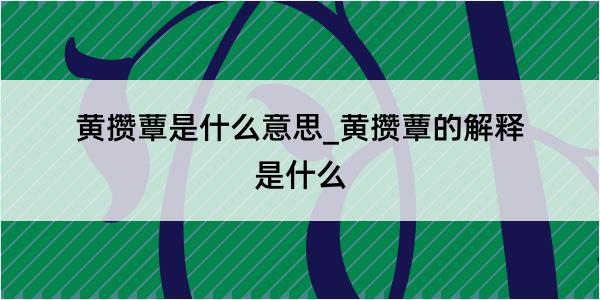 黄攒蕈是什么意思_黄攒蕈的解释是什么