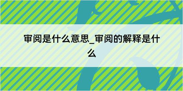 审阅是什么意思_审阅的解释是什么