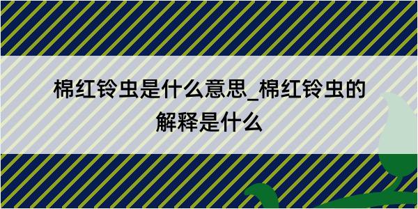 棉红铃虫是什么意思_棉红铃虫的解释是什么