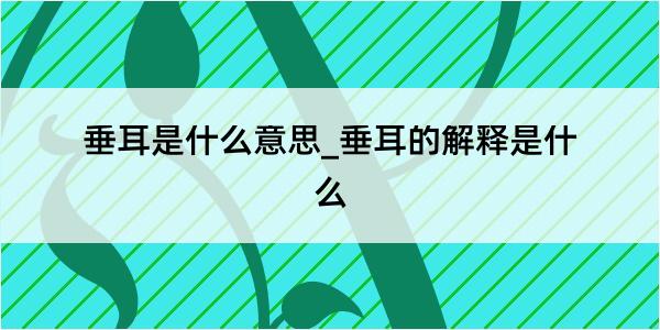 垂耳是什么意思_垂耳的解释是什么