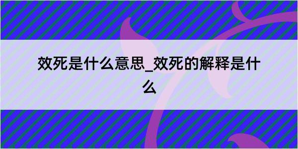 效死是什么意思_效死的解释是什么