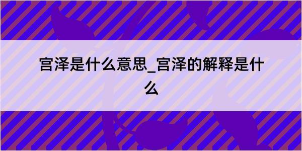 宫泽是什么意思_宫泽的解释是什么