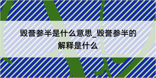 毁誉参半是什么意思_毁誉参半的解释是什么