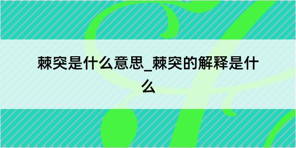 棘突是什么意思_棘突的解释是什么