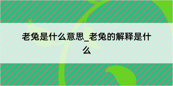 老兔是什么意思_老兔的解释是什么