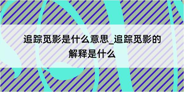 追踪觅影是什么意思_追踪觅影的解释是什么