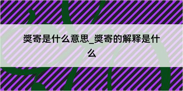 奬寄是什么意思_奬寄的解释是什么