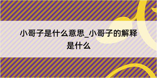 小哥子是什么意思_小哥子的解释是什么