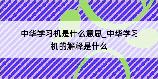 中华学习机是什么意思_中华学习机的解释是什么