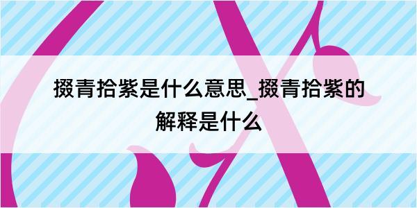 掇青拾紫是什么意思_掇青拾紫的解释是什么