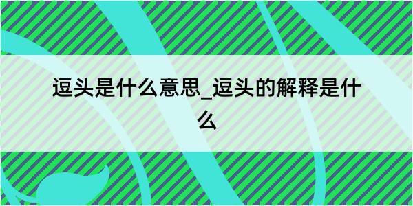 逗头是什么意思_逗头的解释是什么