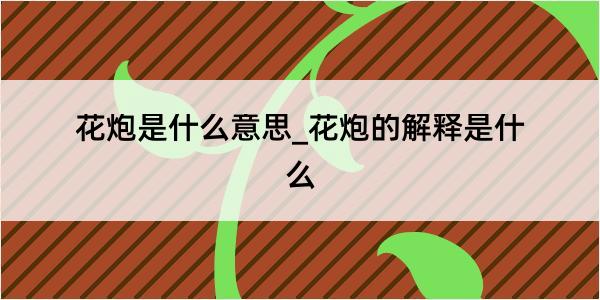 花炮是什么意思_花炮的解释是什么