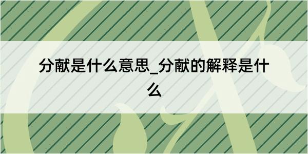 分献是什么意思_分献的解释是什么