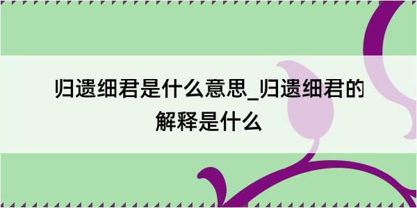 归遗细君是什么意思_归遗细君的解释是什么