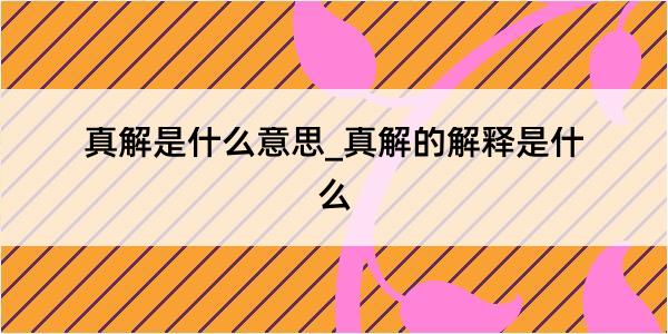 真解是什么意思_真解的解释是什么