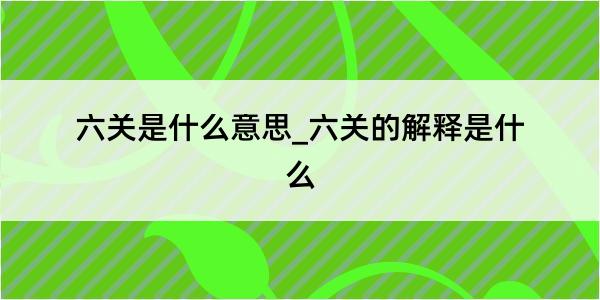 六关是什么意思_六关的解释是什么