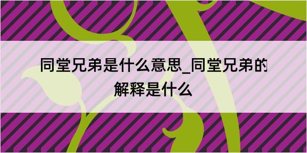 同堂兄弟是什么意思_同堂兄弟的解释是什么