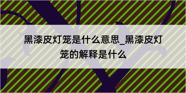 黑漆皮灯笼是什么意思_黑漆皮灯笼的解释是什么